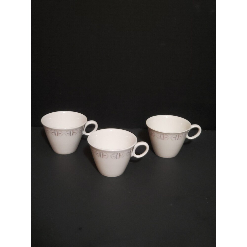 Franciscan Merry Go Round Teacup Gray Motif Modern Whitestone Ware Japan MCM 3Pk